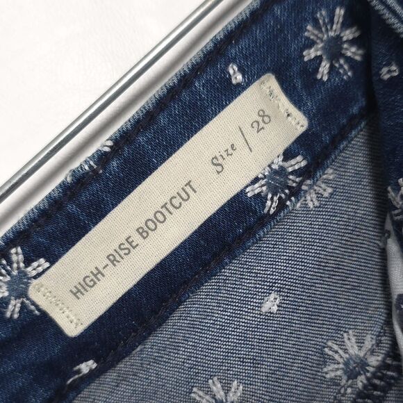 PILCRO ANTROPOLOGIE High Rise Bootcut Jeans Floral Print Blue Size 28 - Picture 13 of 14